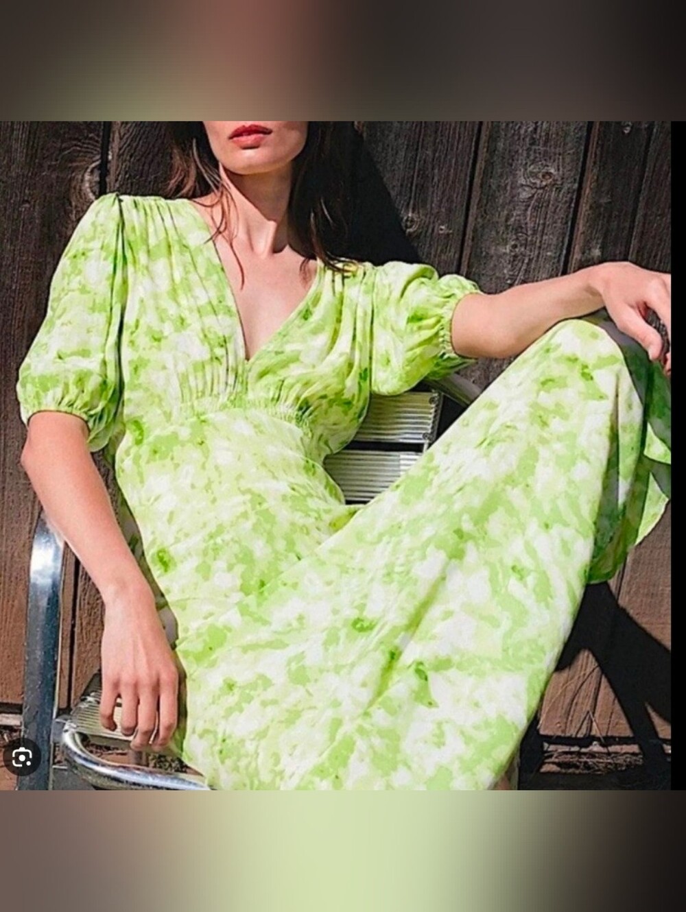 Faithfull The Brand Vittoria Midi Dress Green tie-dye SIZE 8